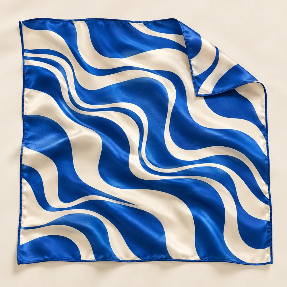 Wave Tie Hair Scarf — Ocean / Cream, included pieces