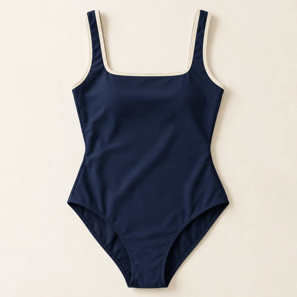 Tide Square-Neck One-Piece — Navy / Cream, included pieces