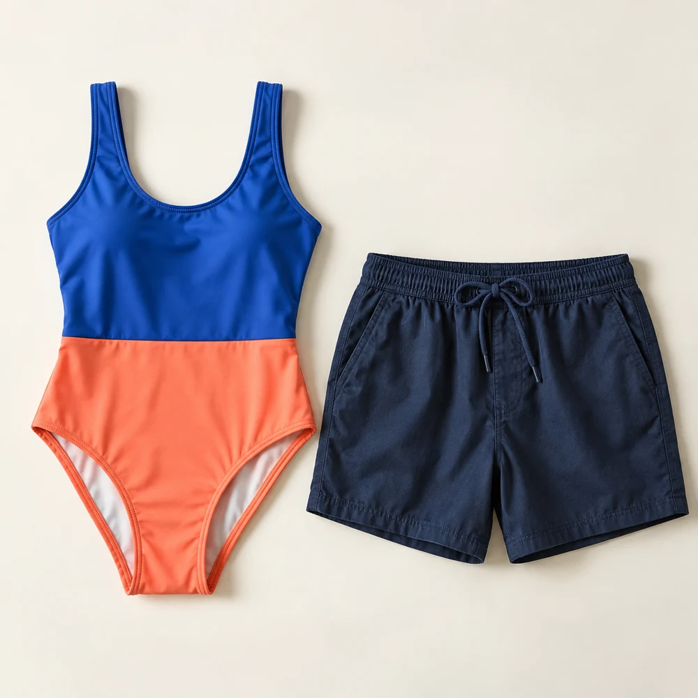 Wavefront Swim & Shorts Set — Ocean / Coral / Navy, included pieces