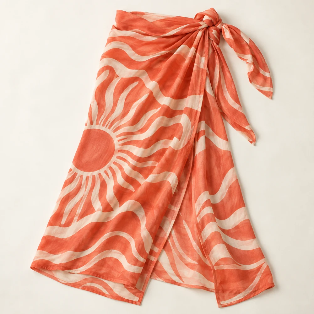 Sunset Wrap Sarong — Coral, included pieces